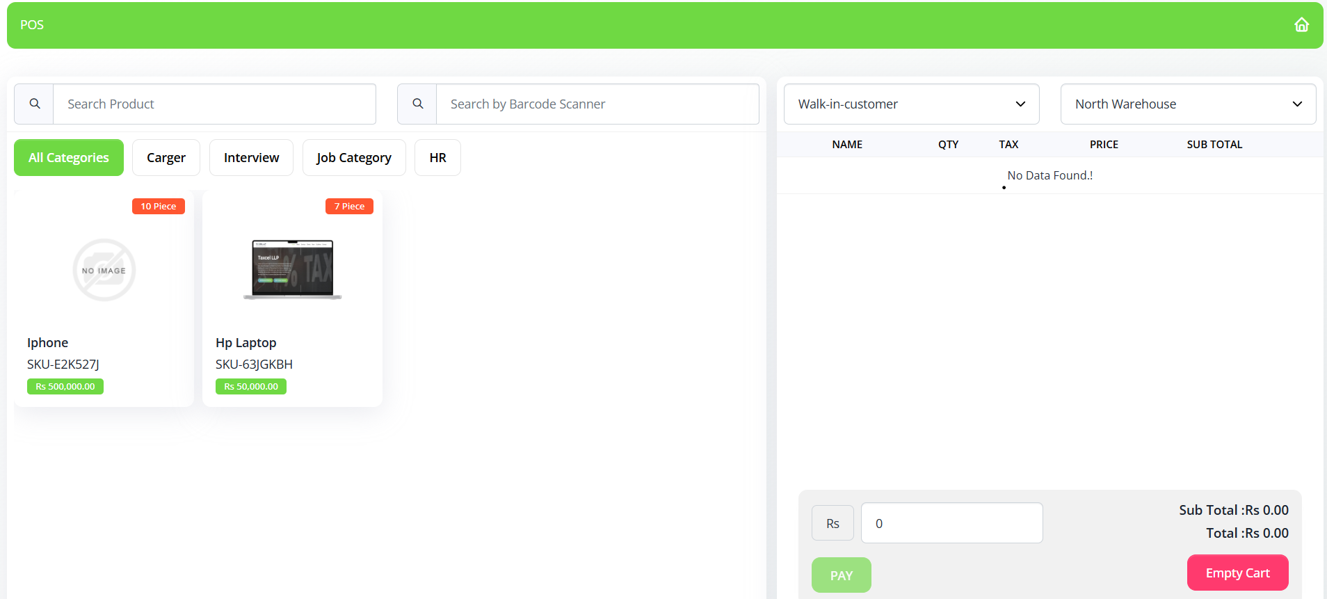 POS Sales Screen